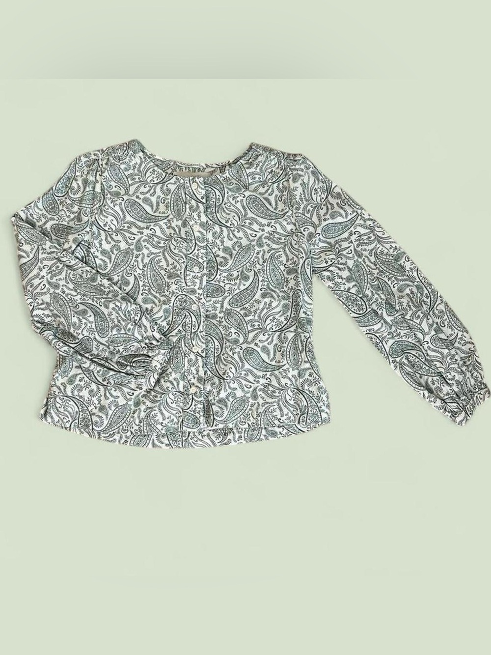 Loft Paisley Corduroy Peplum Cotton Button up Blouse Size S Cottage Western